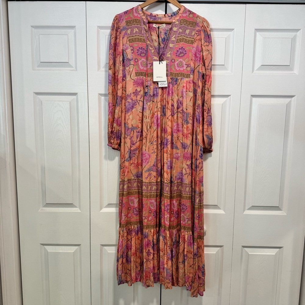Spell butterfly boho maxi dress in Musk